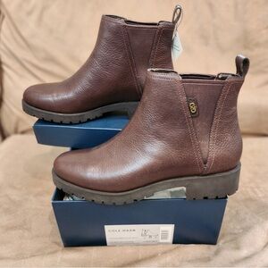 Cole Haan Calandra waterproof booties - Java brown leather